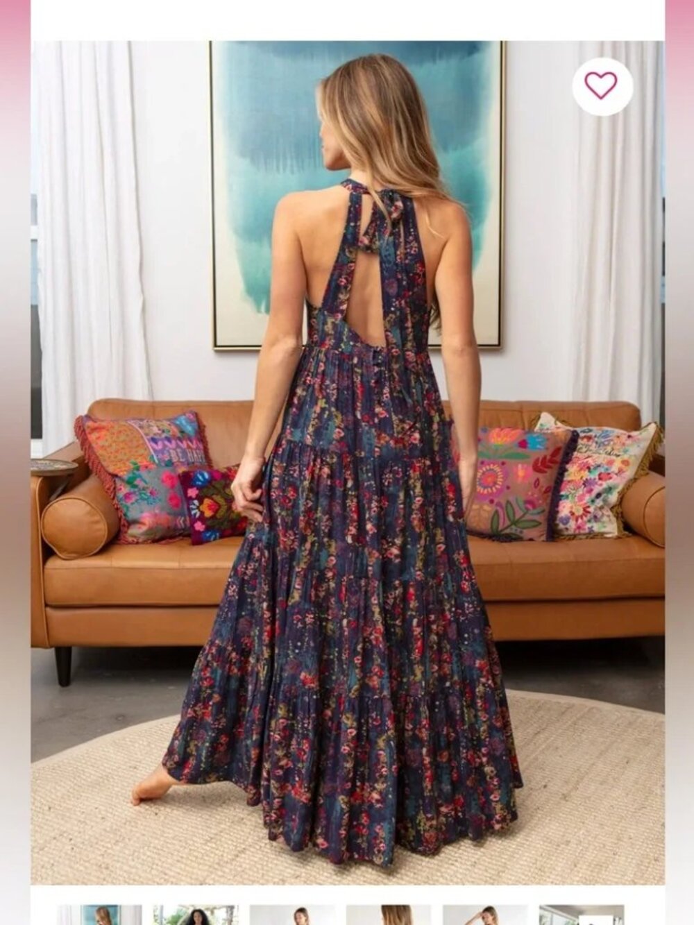 NWT Natural Life Halle Halter Dress in Blue Watercolor Floral Size XL - Picture 16 of 16